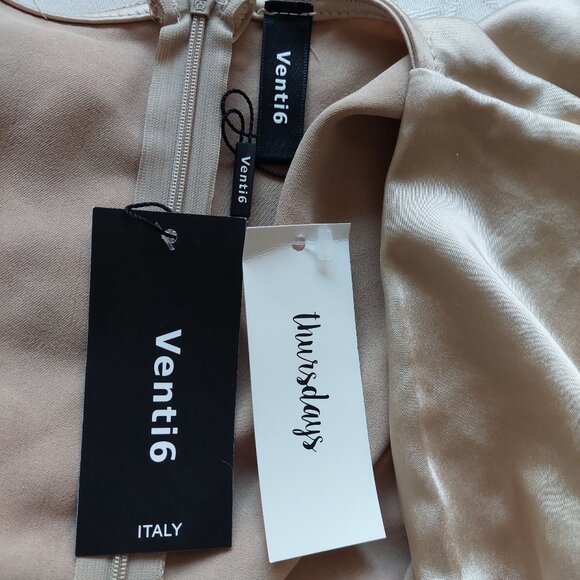 Venti6 Italy Silky Satin Jumpsuit In Champagne Colour, Size S - Picture 6 of 13